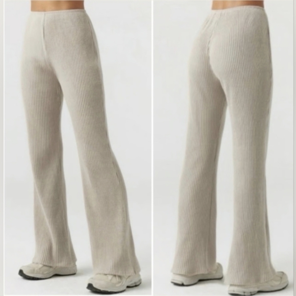 Joah Brown Fitted Mini Flare Pants SOLD OUT Luxe Knit Ribbed RARE GUC - Picture 2 of 6